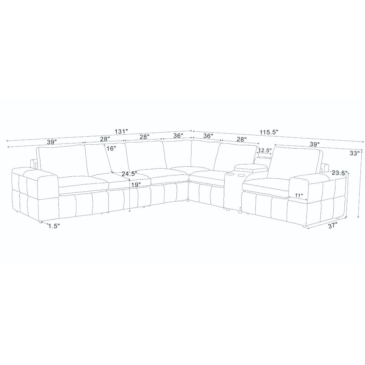 Modular Sectional With Large Square Arms