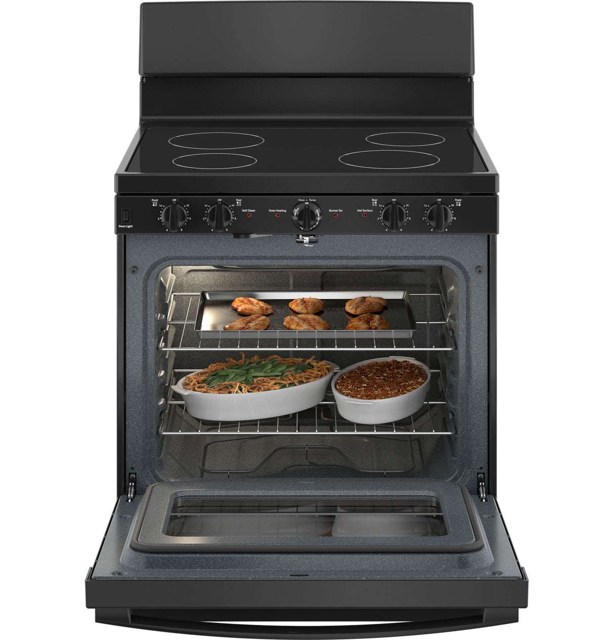 GE JB480DTBB - 30 in. 5 cu. ft. Electric Radiant Range with Smoothtop Burners - Black