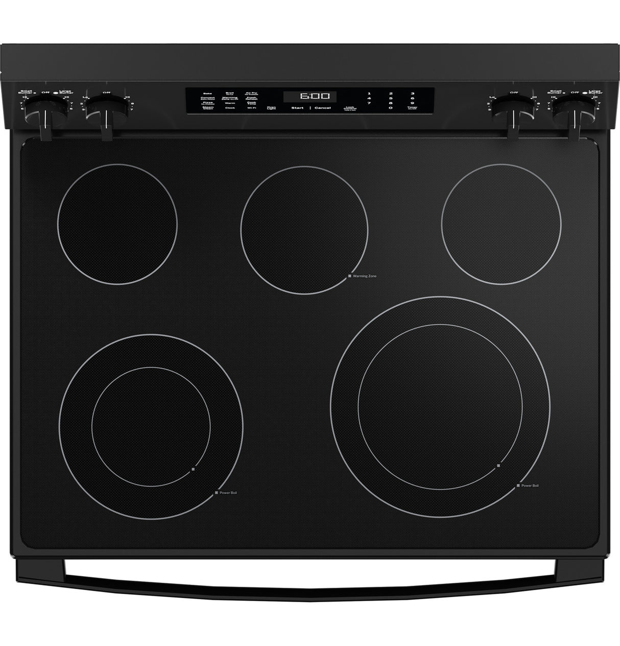 GE GRF600AVBB electric range - cooktop detail
