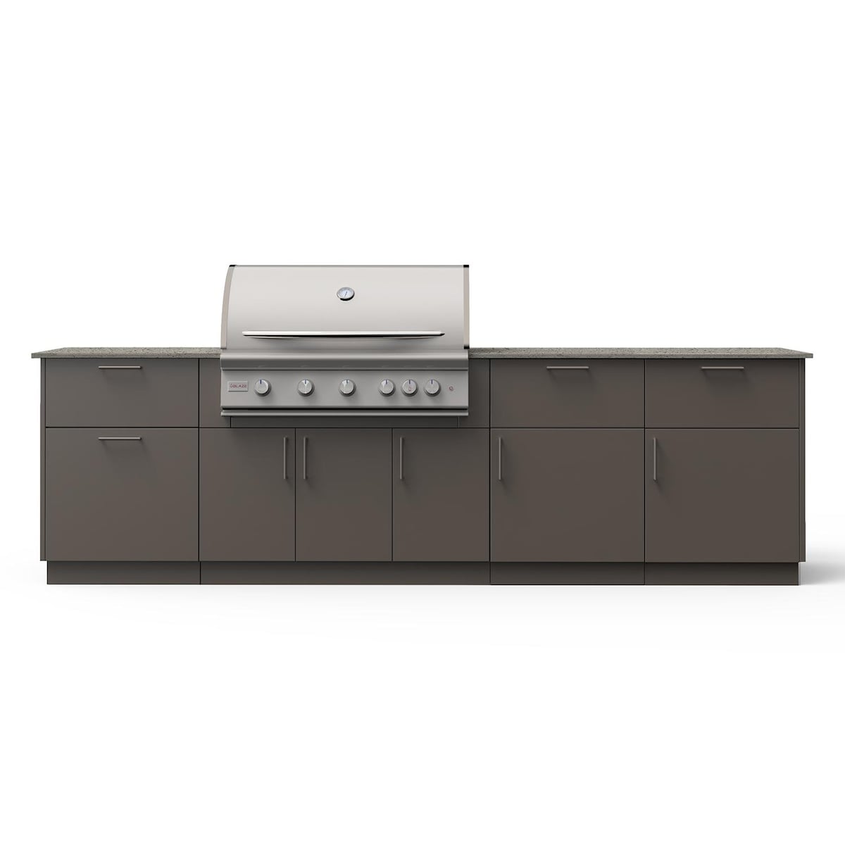 Blaze High Noon 10-Ft Outdoor Kitchen Island w/ 40-Inch LTE+ Propane Grill in Gunmetal w/ Keon Countertop