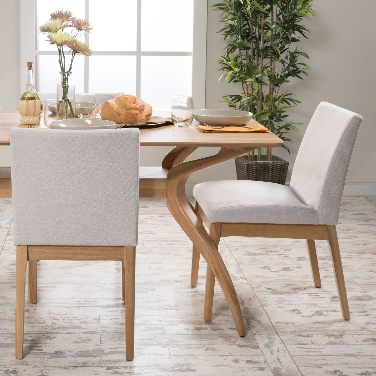 Contemporary Dining Chair SetWith Upholstered Fabric