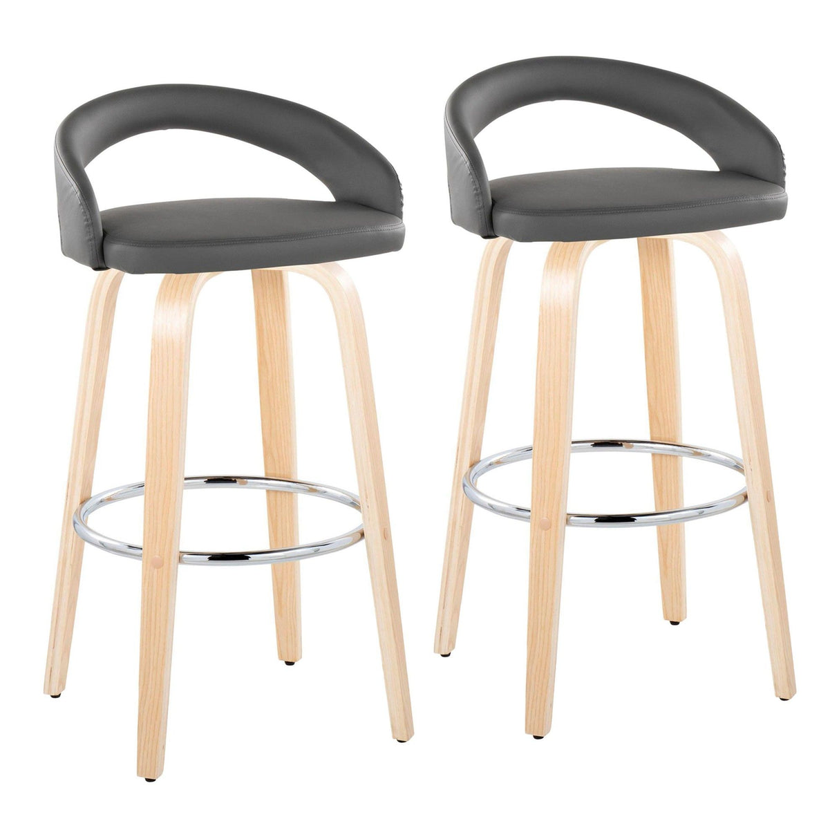 Grotto - 30" Upholstered Fixed-Height Barstool (Set of 2) - Natural Wood