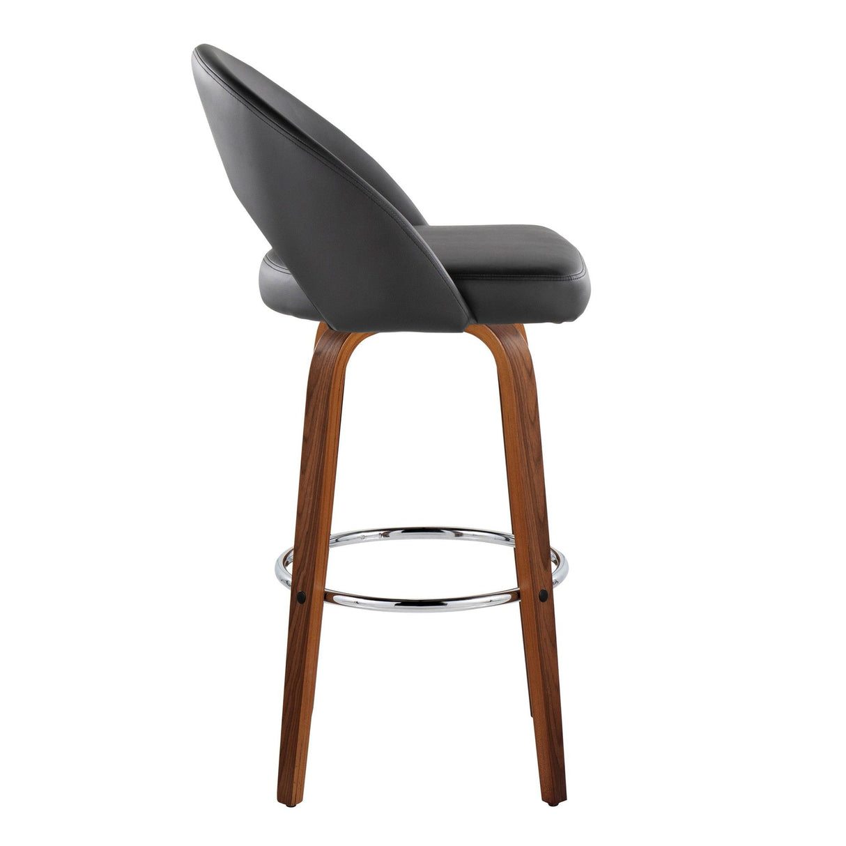 Renee - Upholstered Fixed-Height Barstool (Set of 2) - Walnut Wood, Chrome Metal