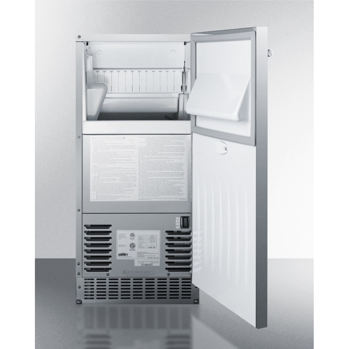 Summit BIM68OSPUMP Indoor/Outdoor 15" Commercial Ice Maker with Built-In Pump 62 Lbs. Daily Production Stainless Steel