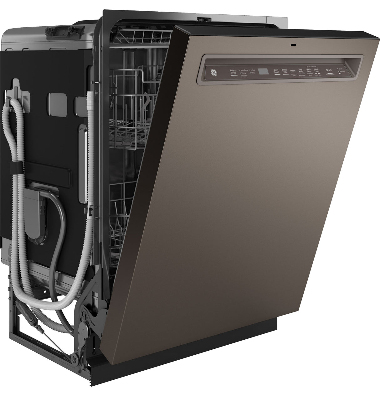 GE GDF650SMVES - 24 in. Front Control Flush-Mount Dishwasher with 47 dBa Sound Level, 3rd-Rack, Dry Boost & Pocket Handle, Stainless steel interior - Slate