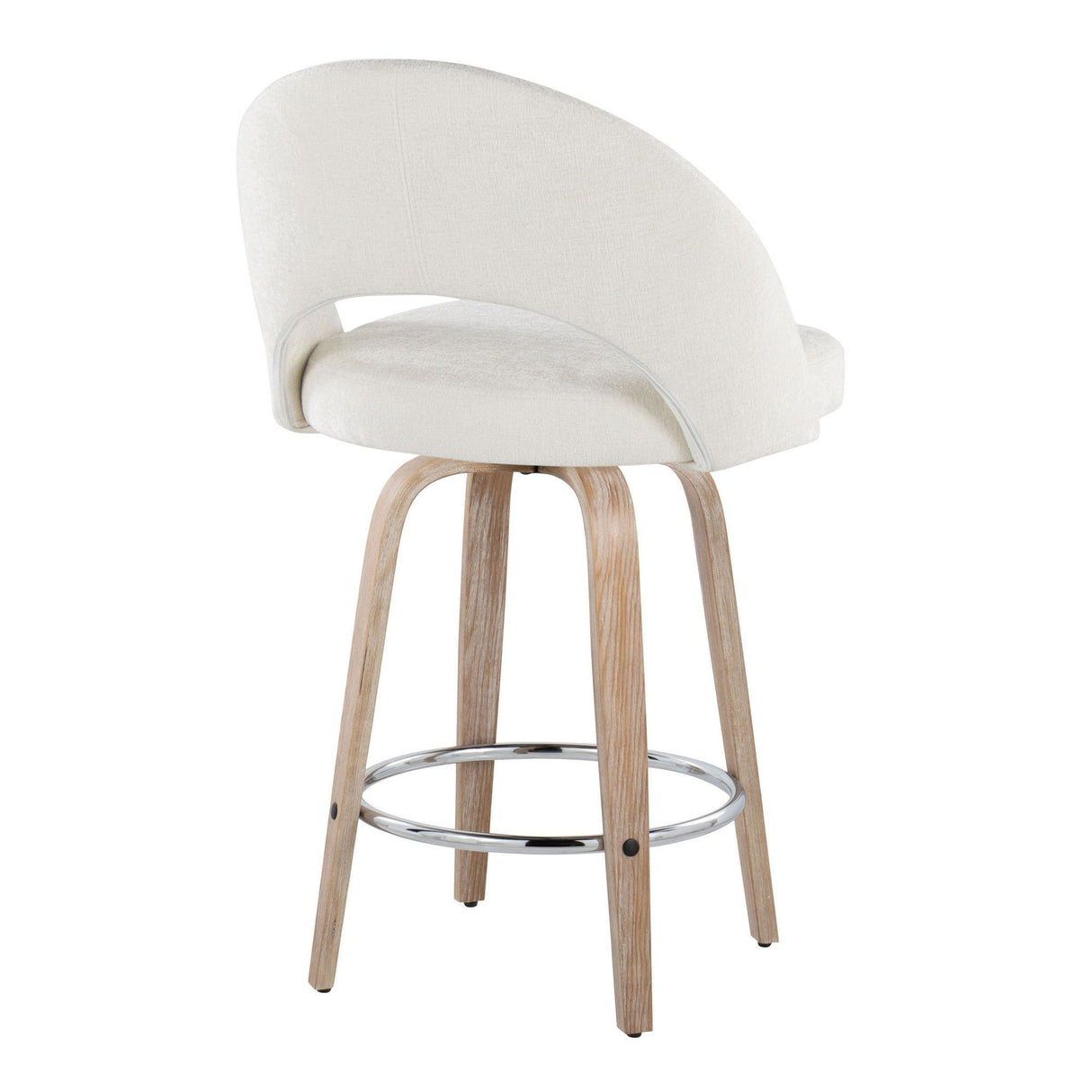 Renee - Upholstered Fixed-Height Barstool (Set of 2) - Whitewashed Wood