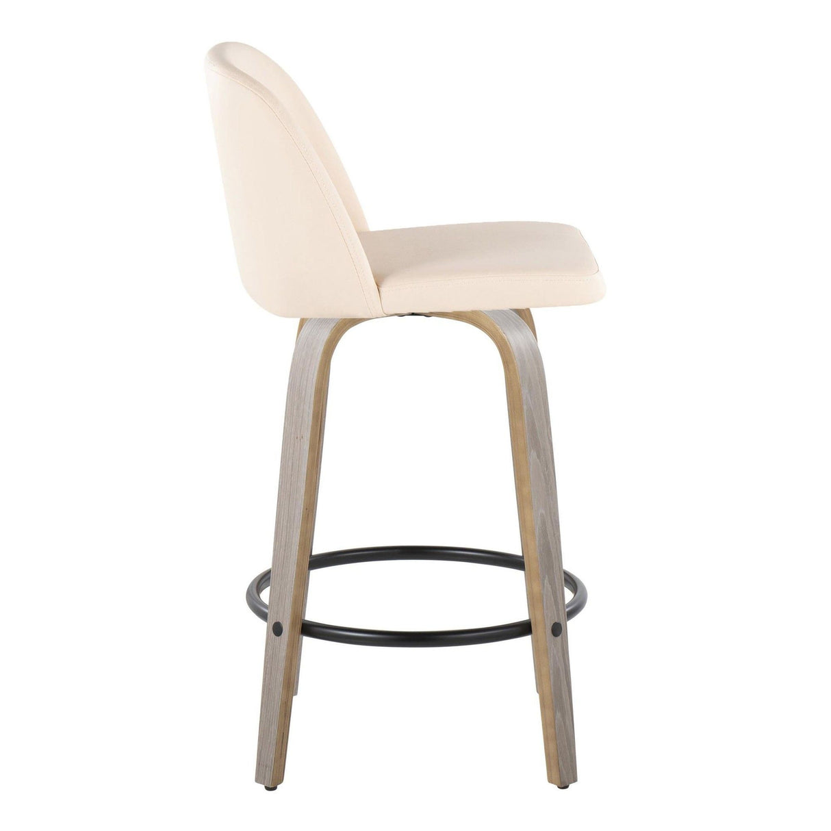 Toriano - 26" Fixed-Height Counter Stool (Set of 2) - Gray & Black Round Base
