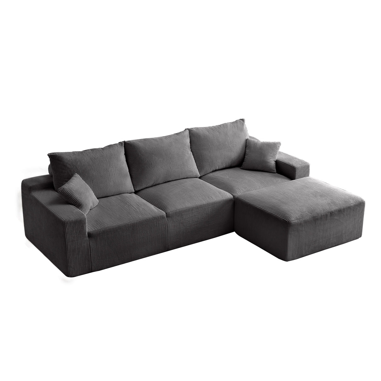 L Shaped Sectional Sofa, Full Compression 3 Seater Cloud Couch With Chaise