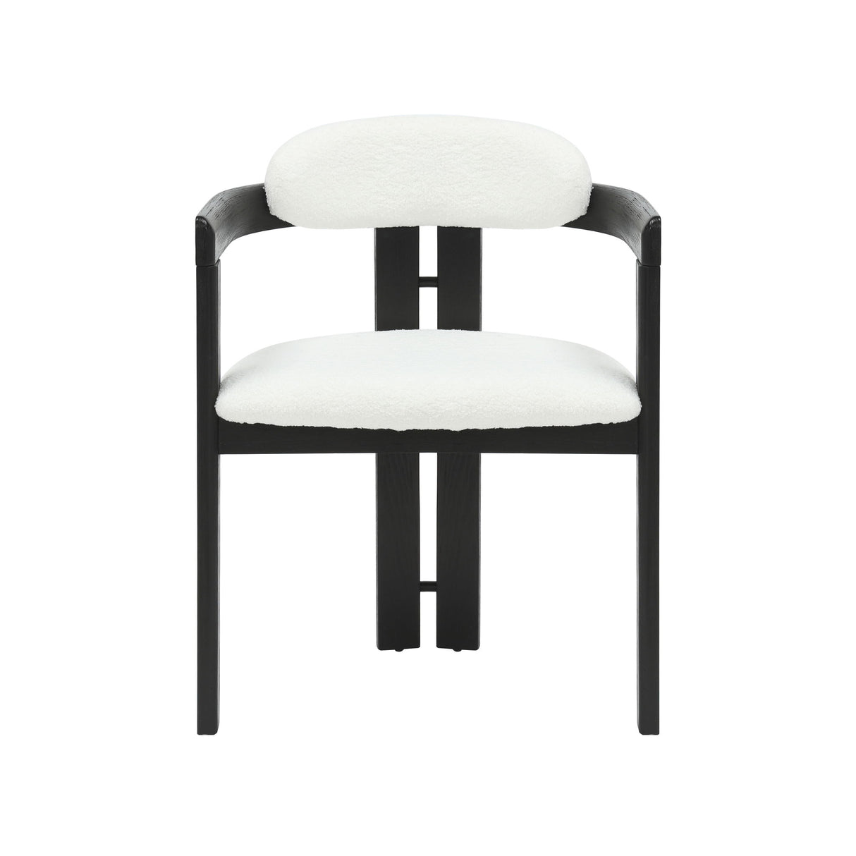 Jazmin - Curved Back Wood Dining Chair With Boucle Fabric Seat Set