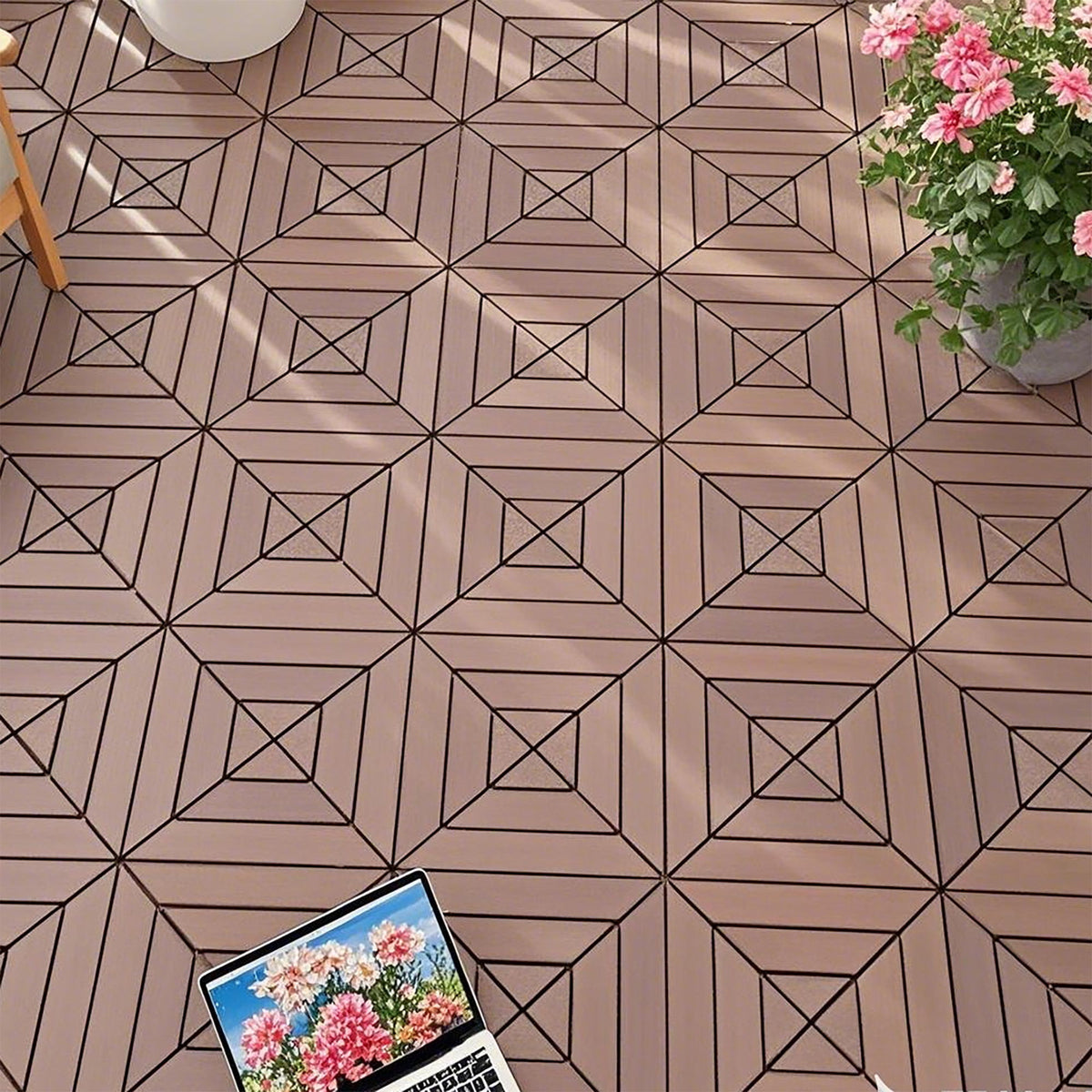 Durable Plastic Interlocking Deck Tiles, Waterproof Outdoor And Indoor Use