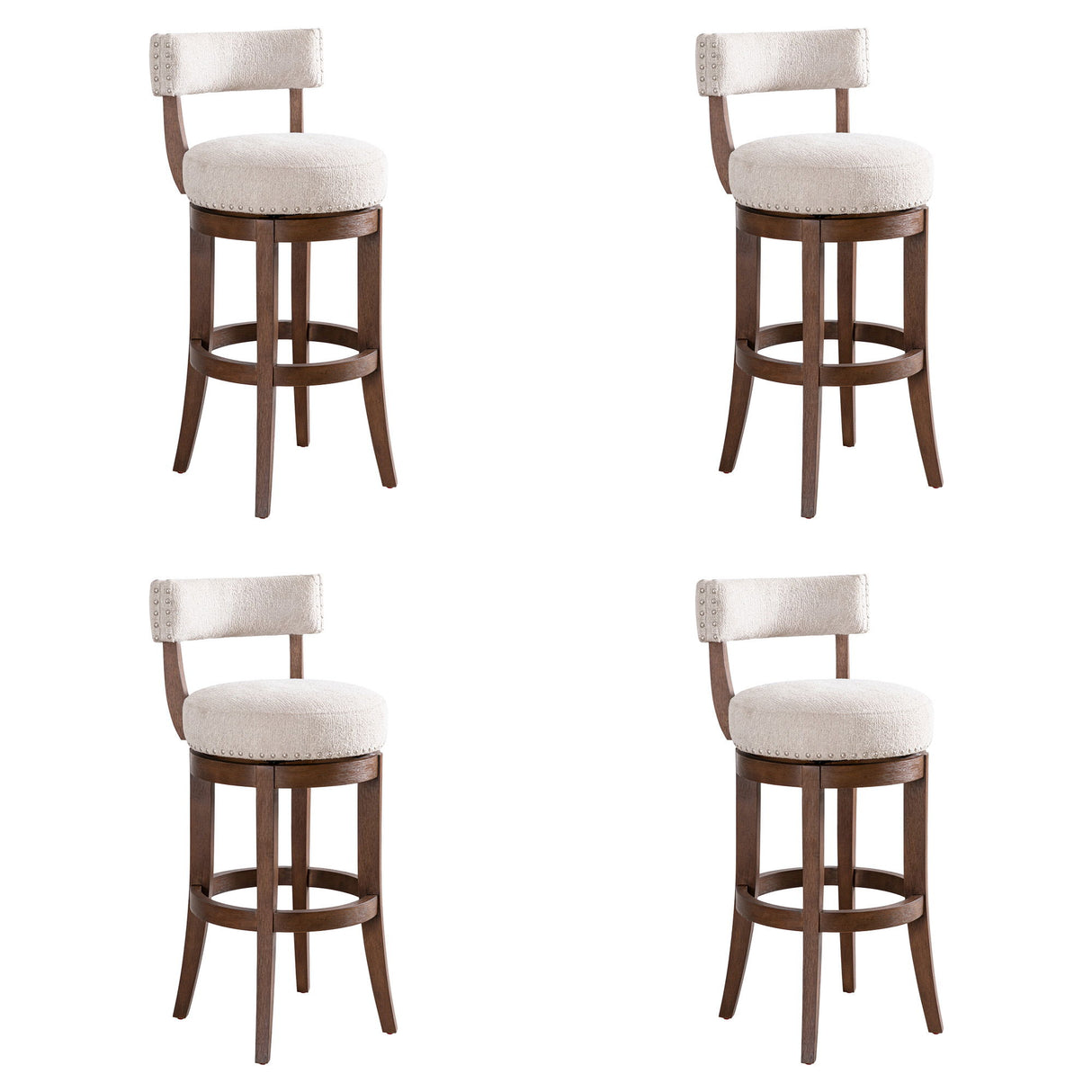 Mystic - Solid Wood Upholstered 30" Bar Height Swivel Barstool
