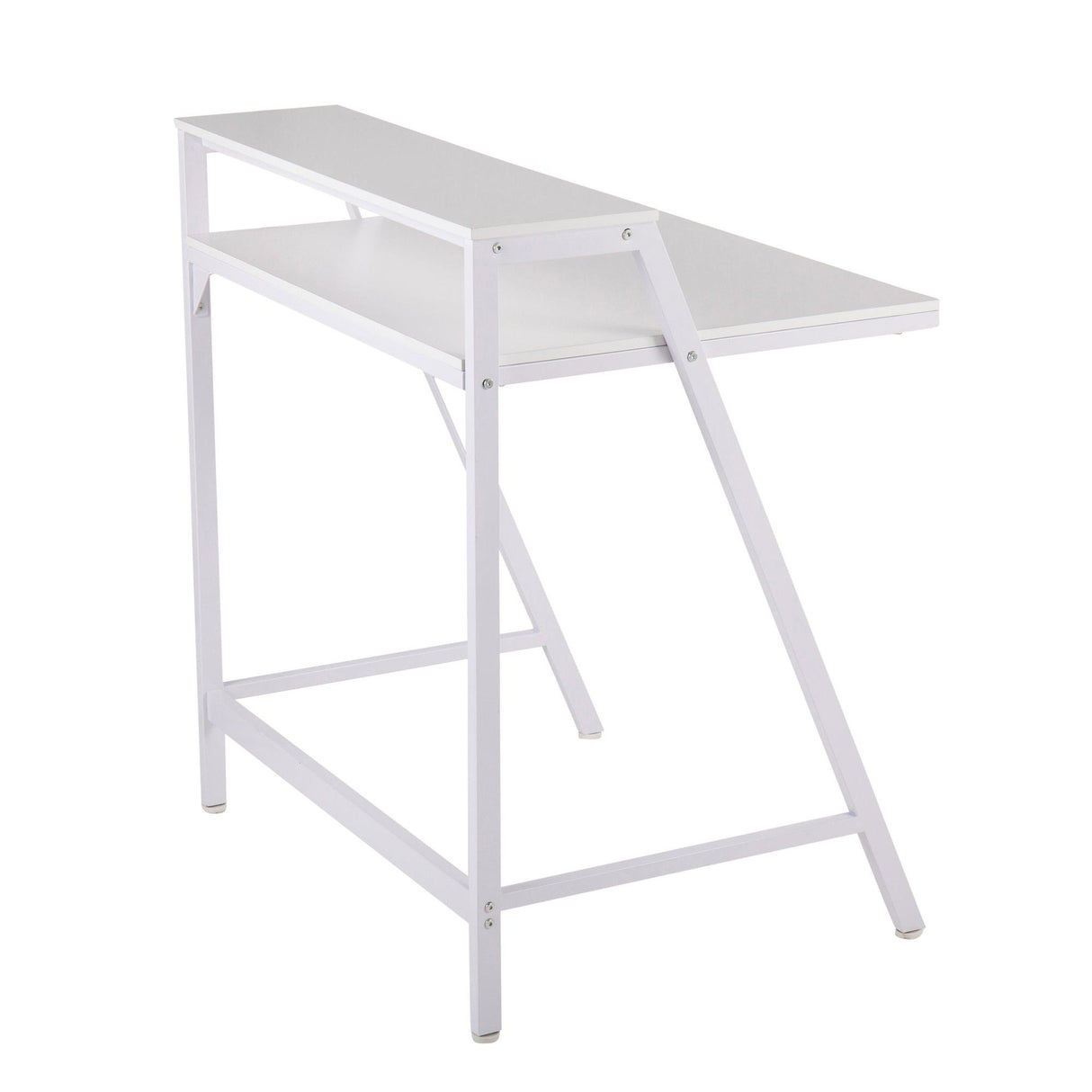 2-Tier - Office Desk - White Steel And White Wood