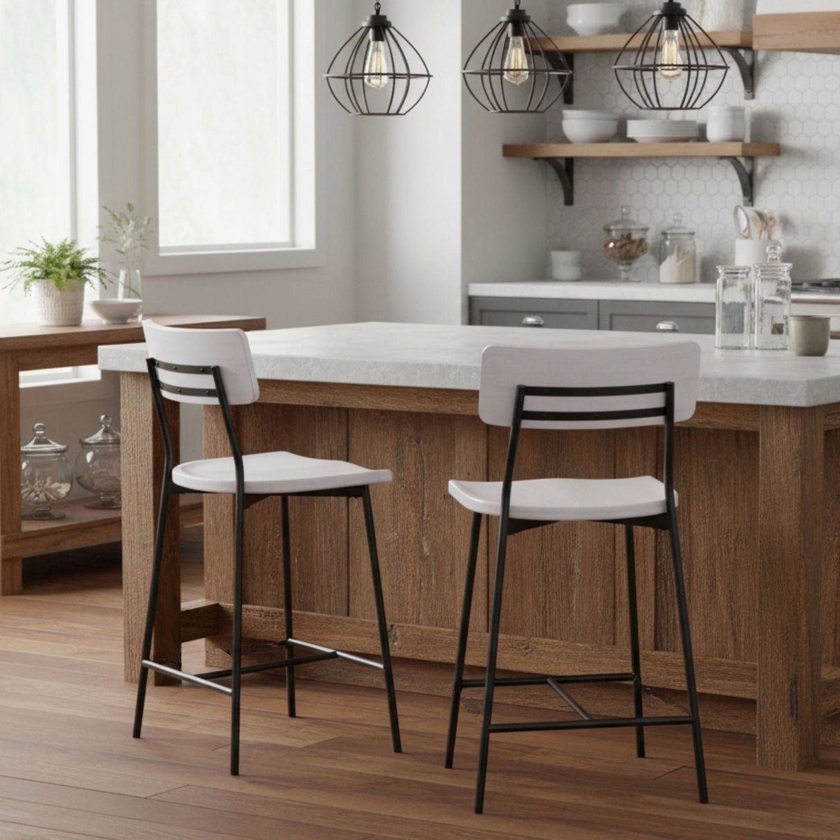 Badin - Counter Stool - White Washed