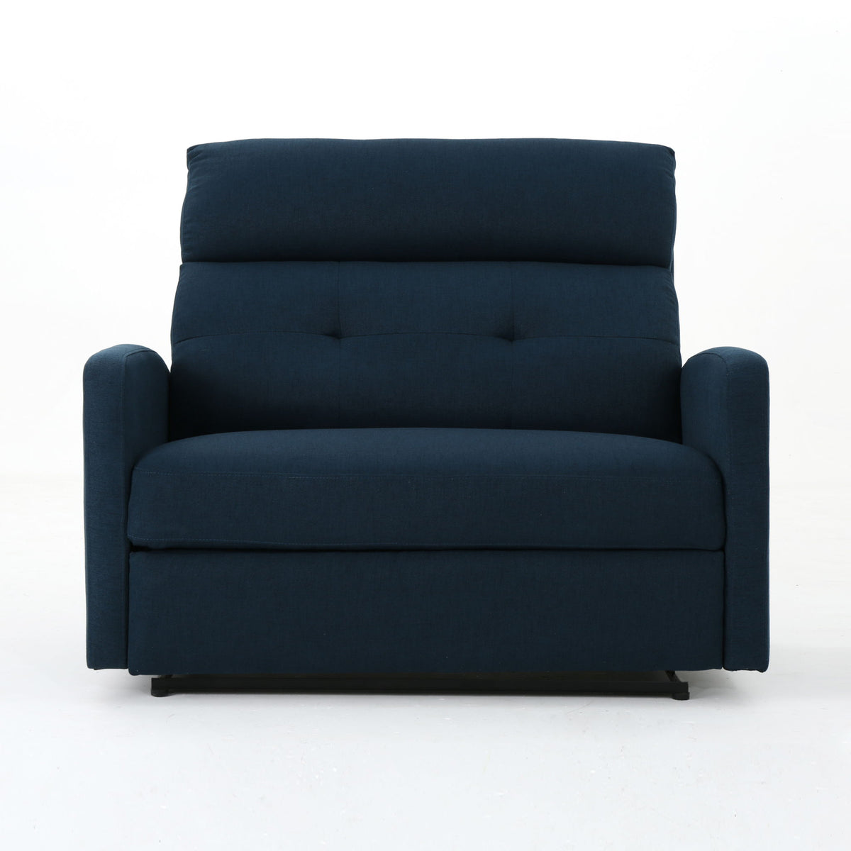 Alma - Contemporary Upholstered Loveseat Recliner - Navy Blue