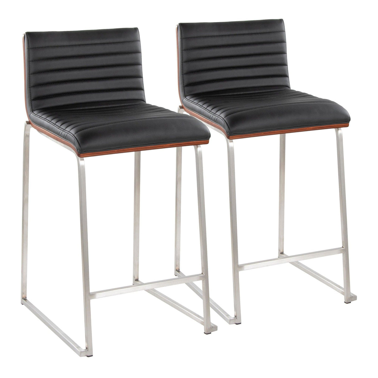 Mara - 26" Fixed-Height Counter Stool (Set of 2) - Walnut And Black