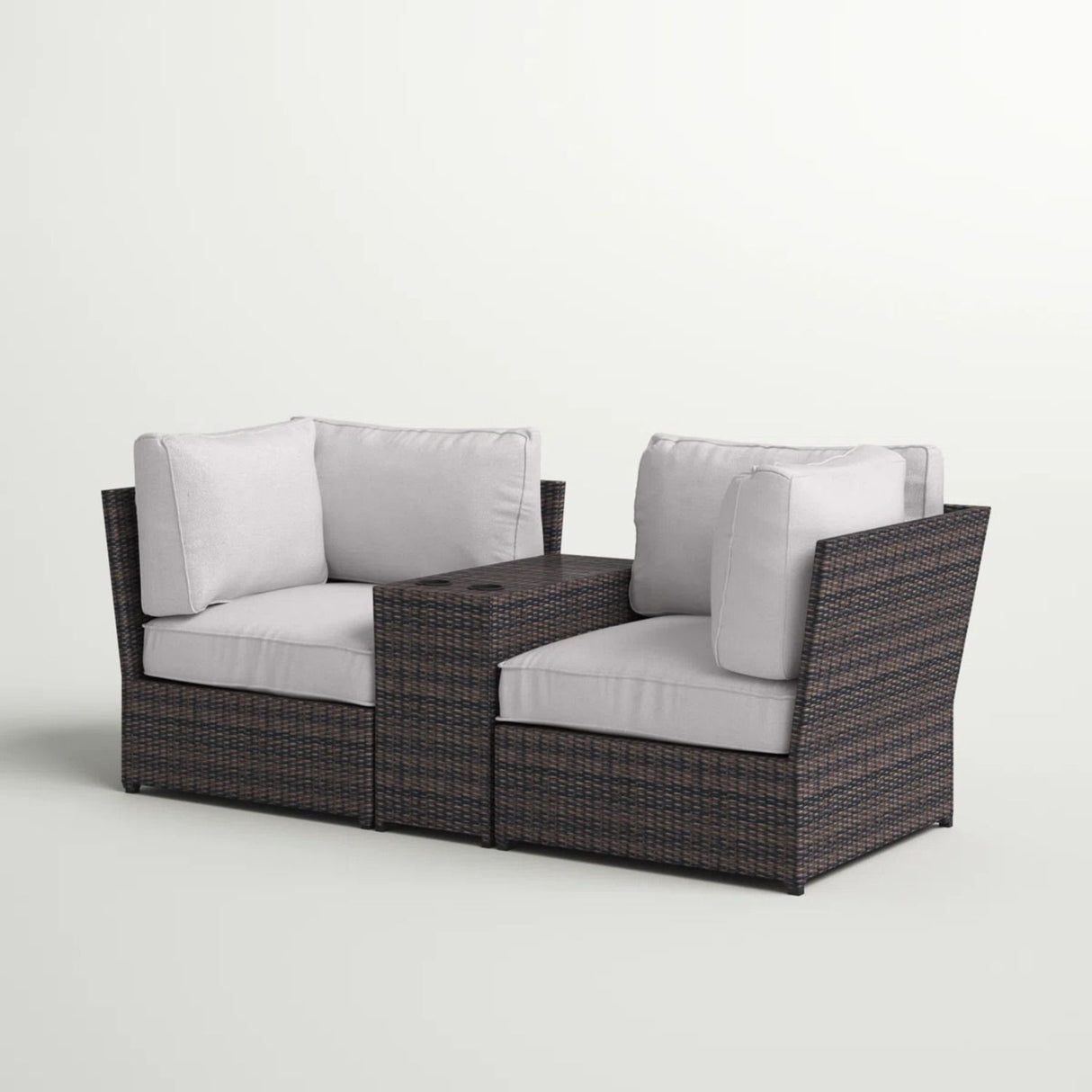 Outdoor Wicker Loveseat With Cushions