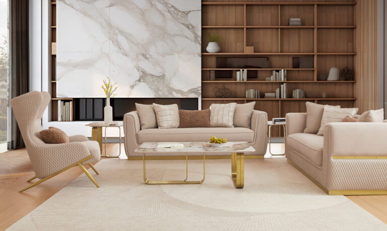 HD-3181 - 3 Piece Set - Beige / Gold