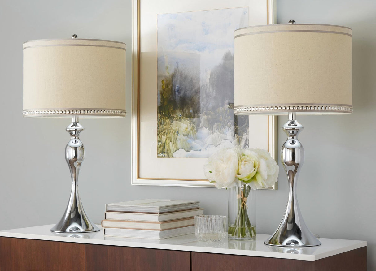 Ashland - Contemporary Table Lamp With Trim (Set of 2) - Chrome
