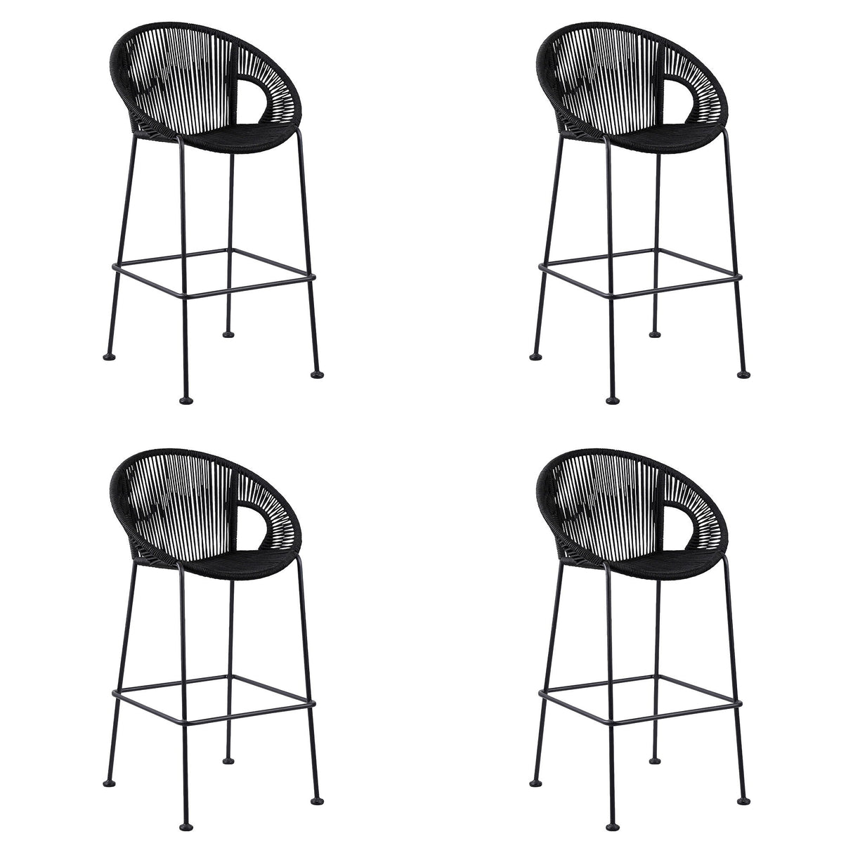 Acapulco - Indoor Outdoor Steel Bar Stool With Rope Set