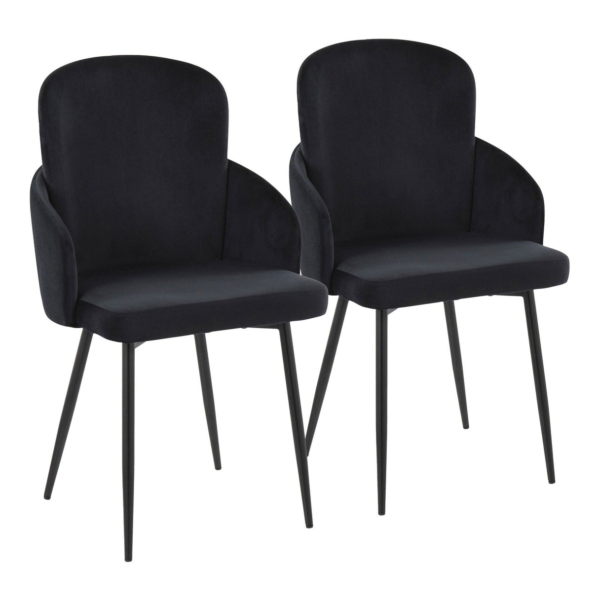 Dahlia - Dining Chair (Set of 2) - Black Metal And Black Velvet With Gold Accent