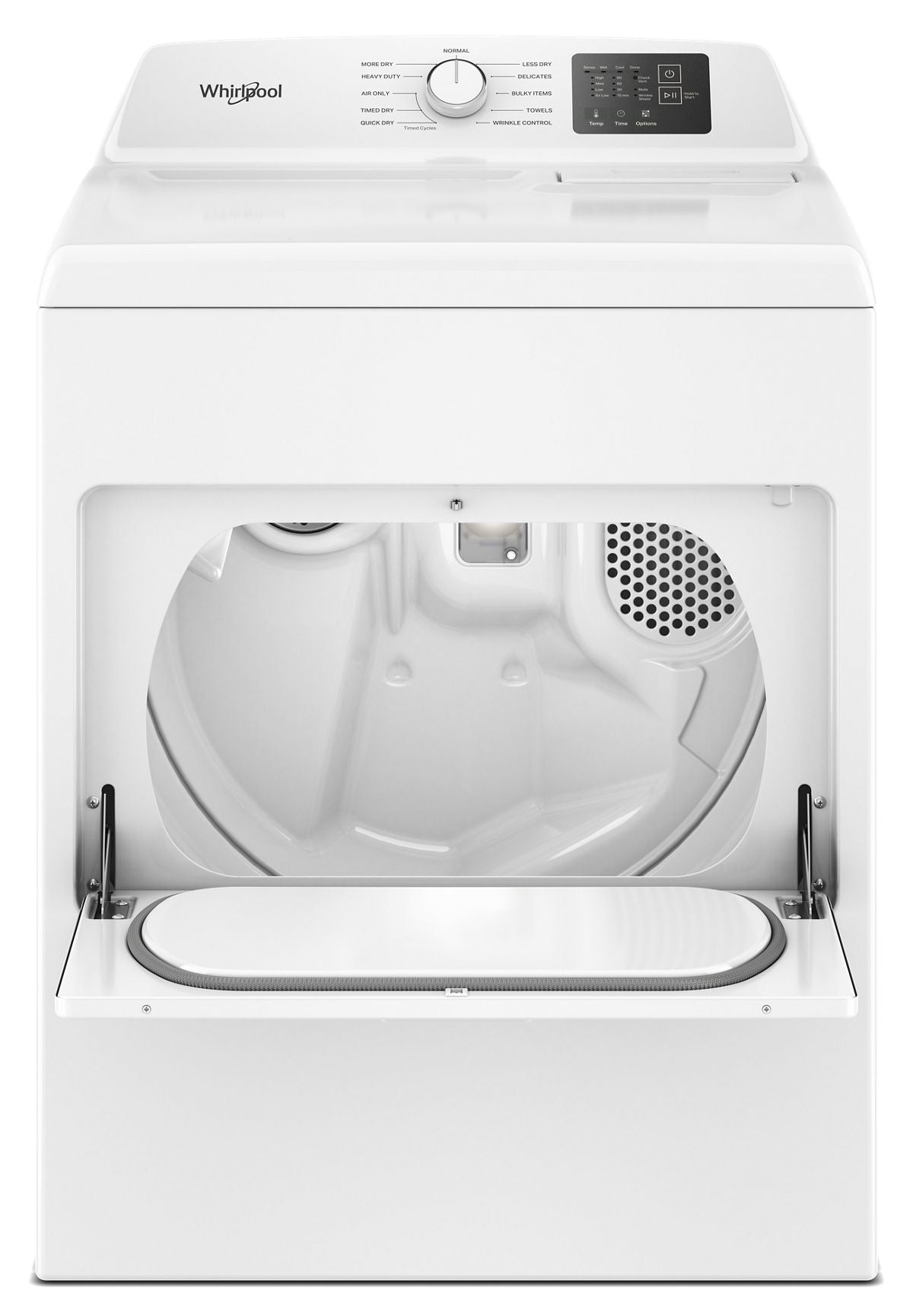 Whirlpool WGD4307SW dryer with hamper door open