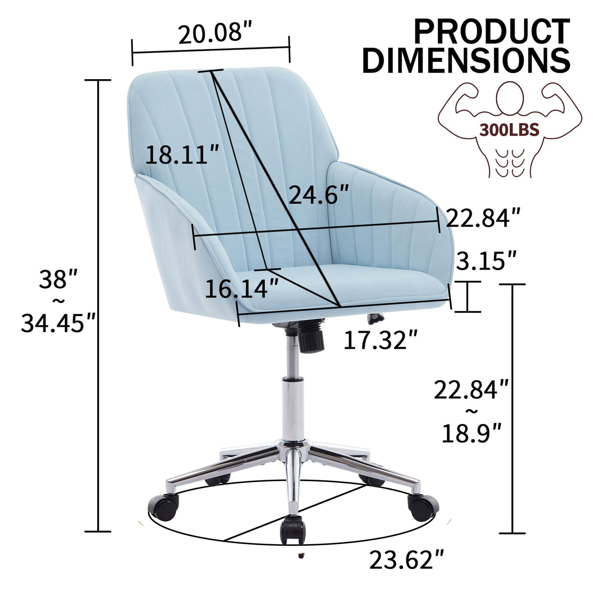 Adjustable Ergonomic Office Chair, Swivel Backrest Seat
