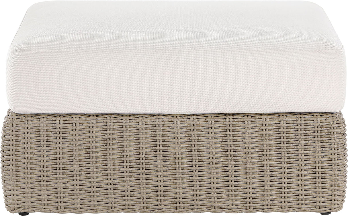 Seacrest - Olefin Water Resistant Fabric And Wicker Outdoor Patio Ottoman/Coffee Table