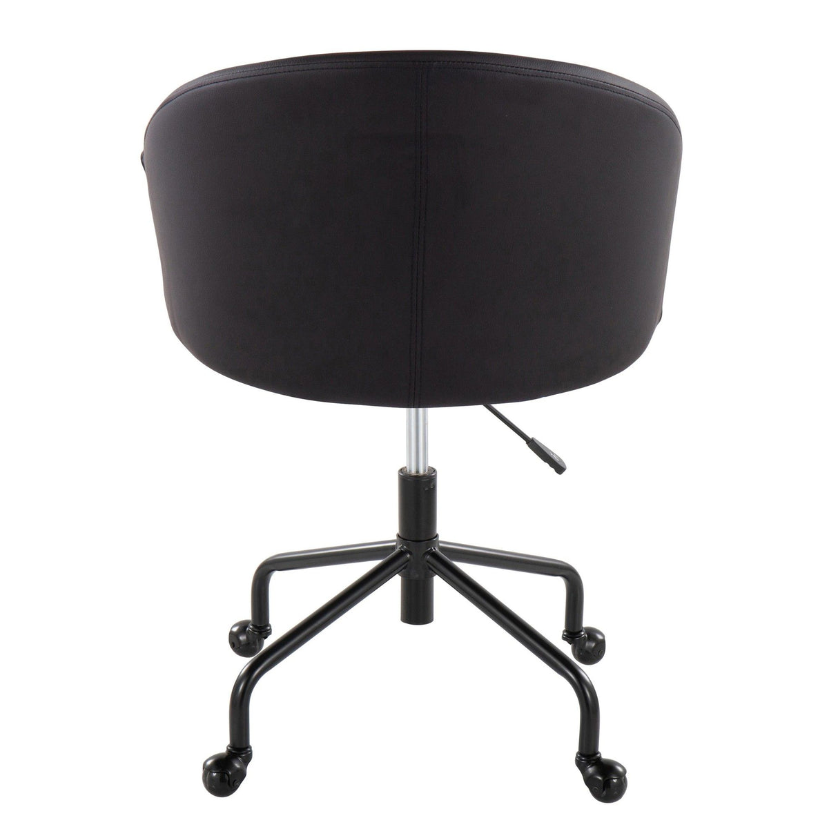 Claire - Contemporary/Glam Task Chair - Black Metal And Black Faux Leather With Silver Metal Accents