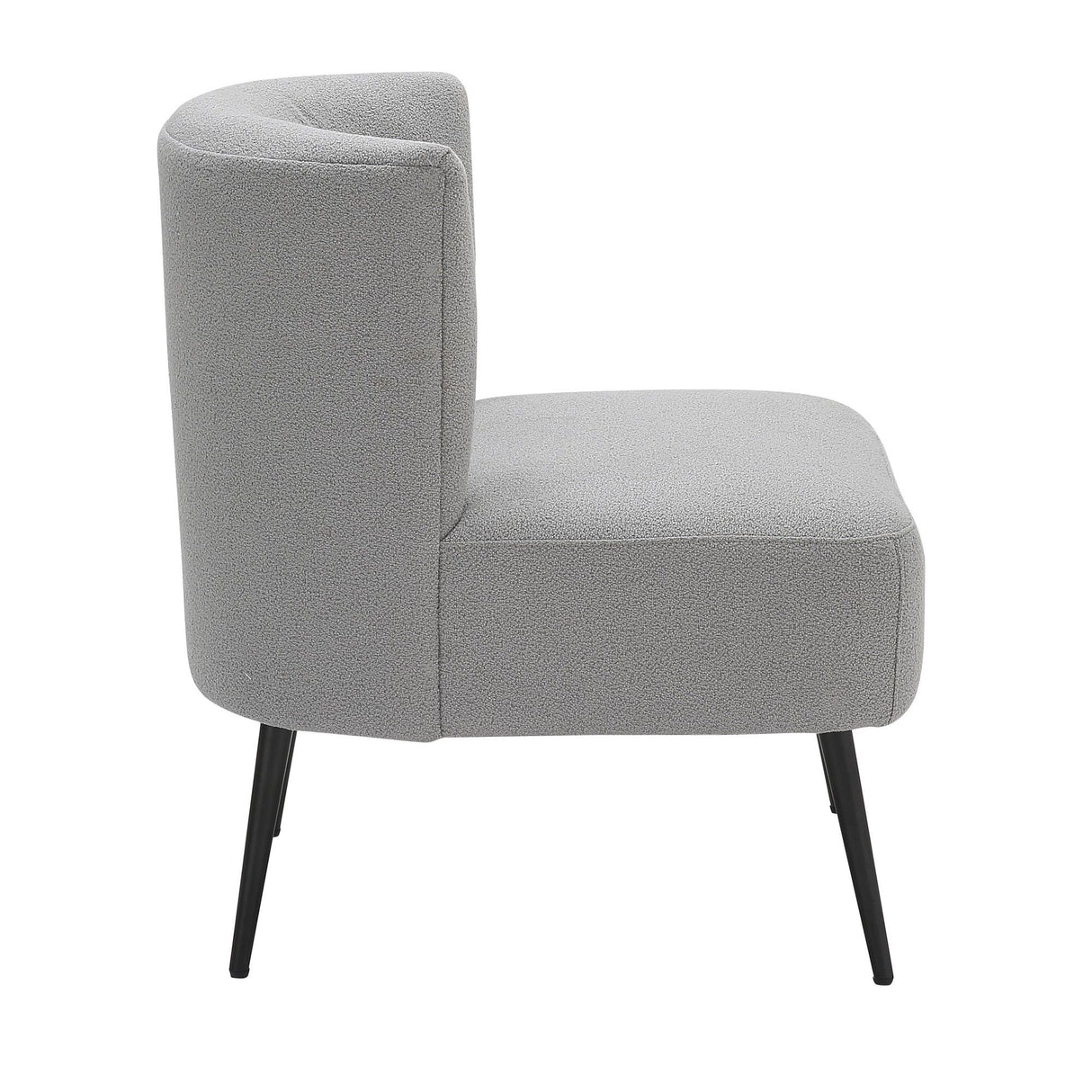 Luna - Contemporary Slipper Chair - Black Metal And Light Gray Sherpa Fabric
