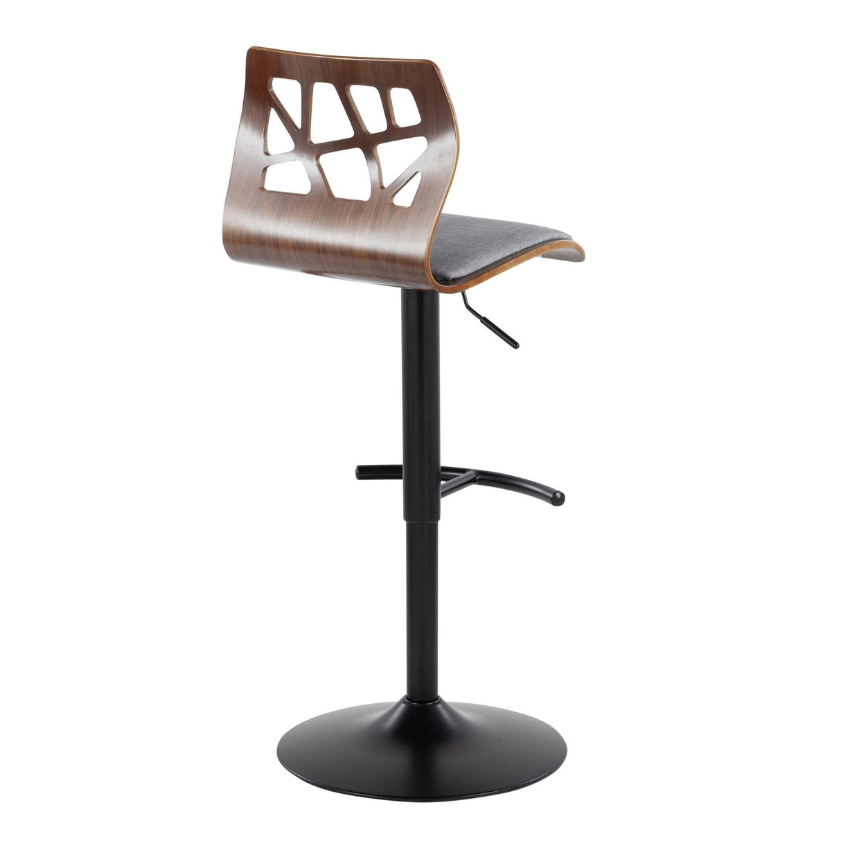 Folia - Adjustable Swivel Barstool (Set of 2) - Black Metal And Walnut Back
