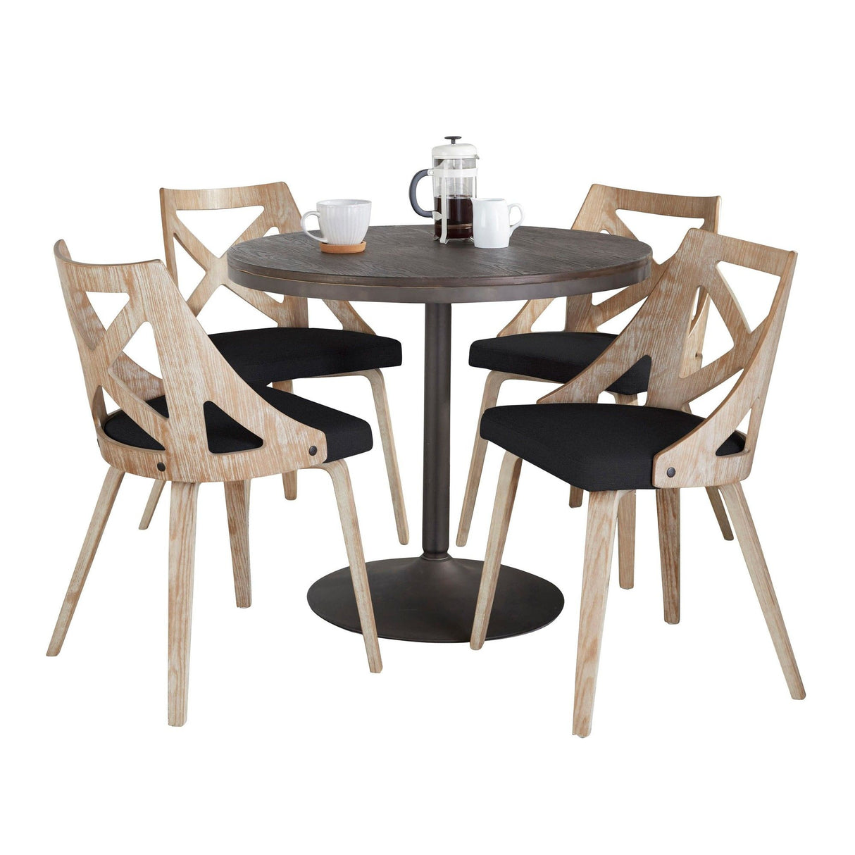 Dakota - Charlotte 5 Piece Dining Set - Antique Metal, Espresso Bamboo