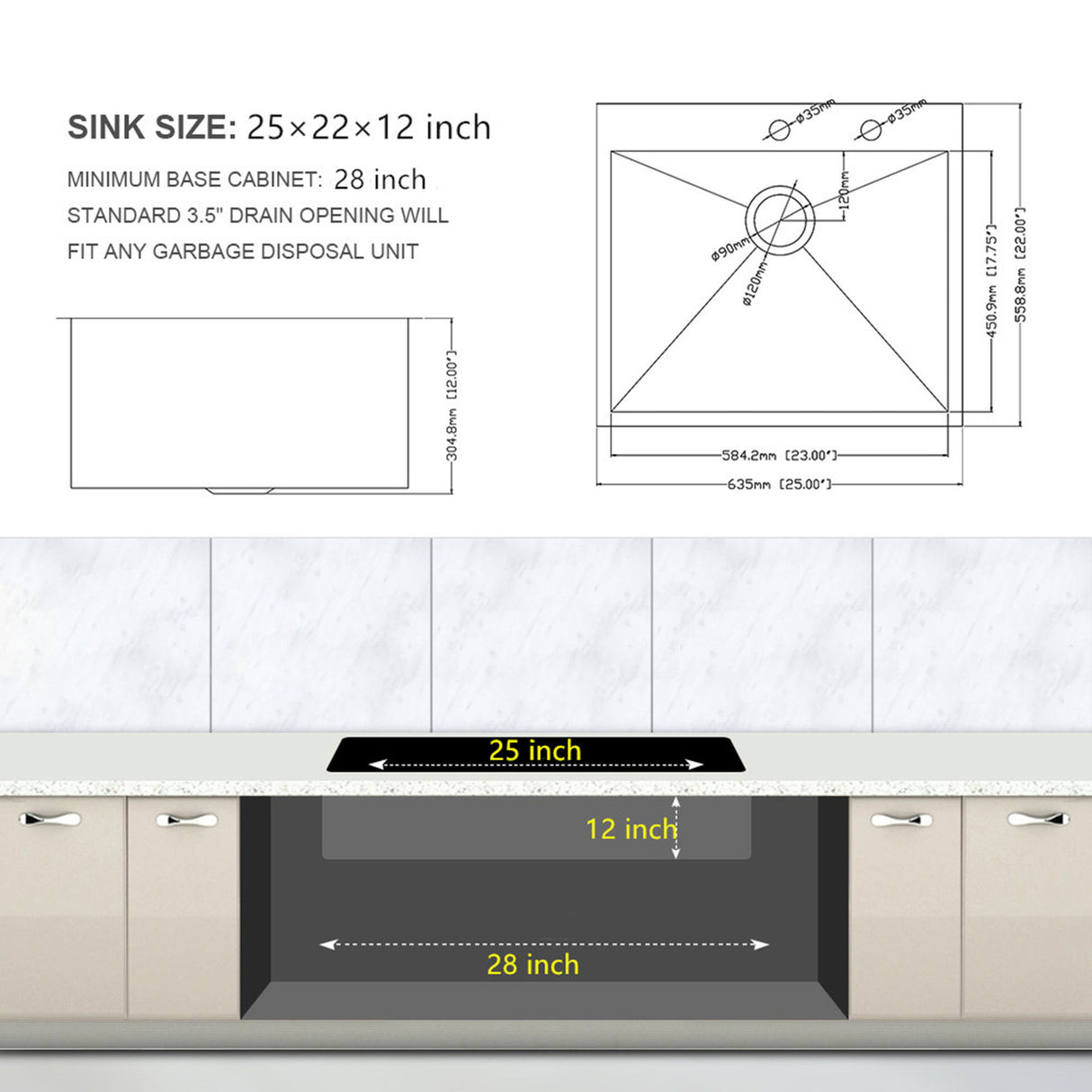 Stainless Steel Drop In Kitchen Sink, Topmount