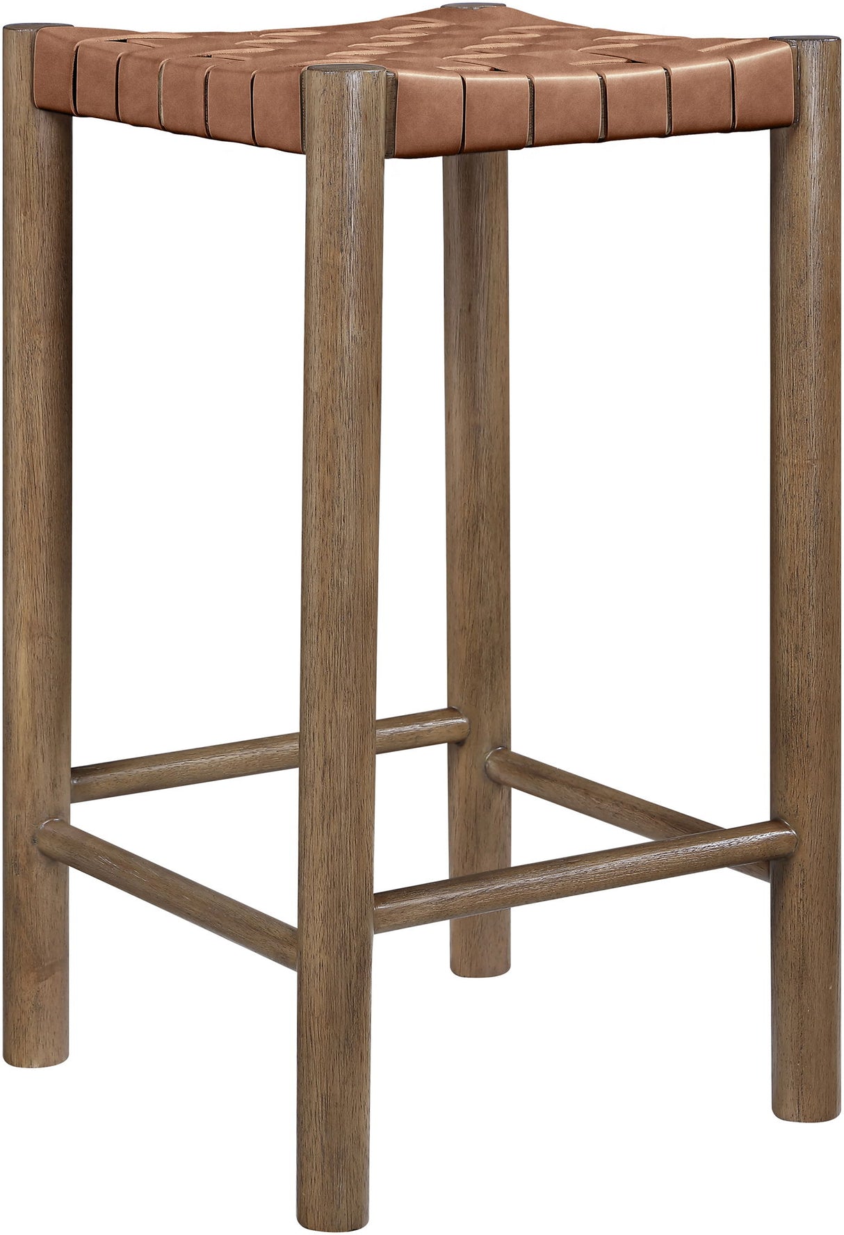 Entwine - Vegan Leather Upholstered Backless Counter Stool - Painted Brown