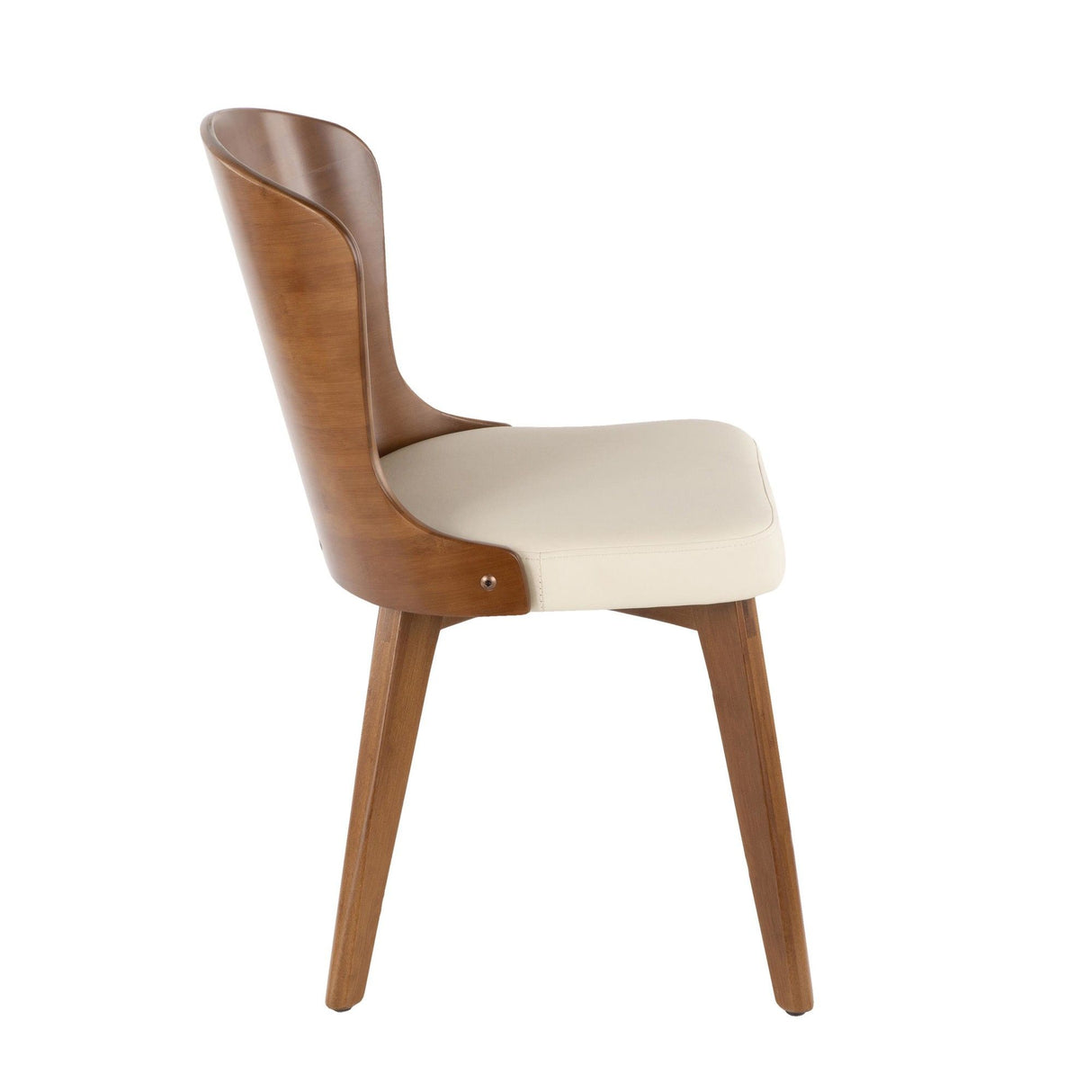 Bocello - Chair - Walnut And Cream Faux Leather