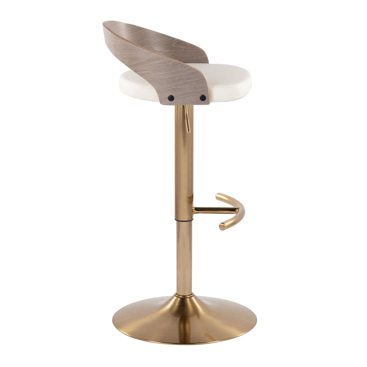 Grotto - Adjustable Barstool (Set of 3) - Gold Metal, Light Gray Wood