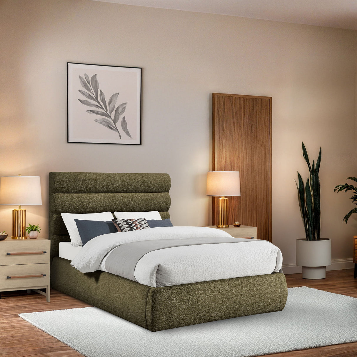 Adam - Boucle Fabric Bed With 52" Headboard