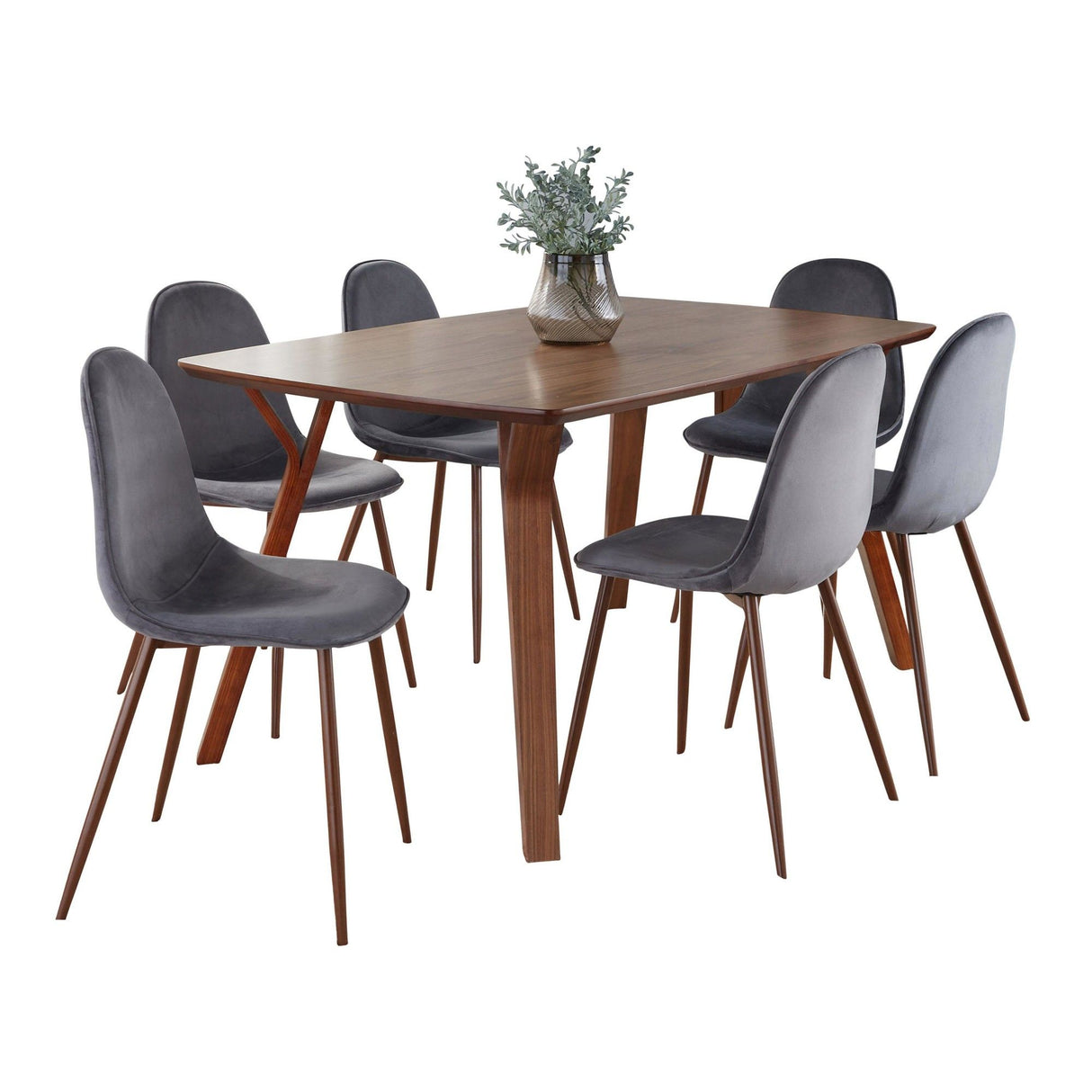 Folia - Pebble 7 Piece Dining Set - Dark Gray