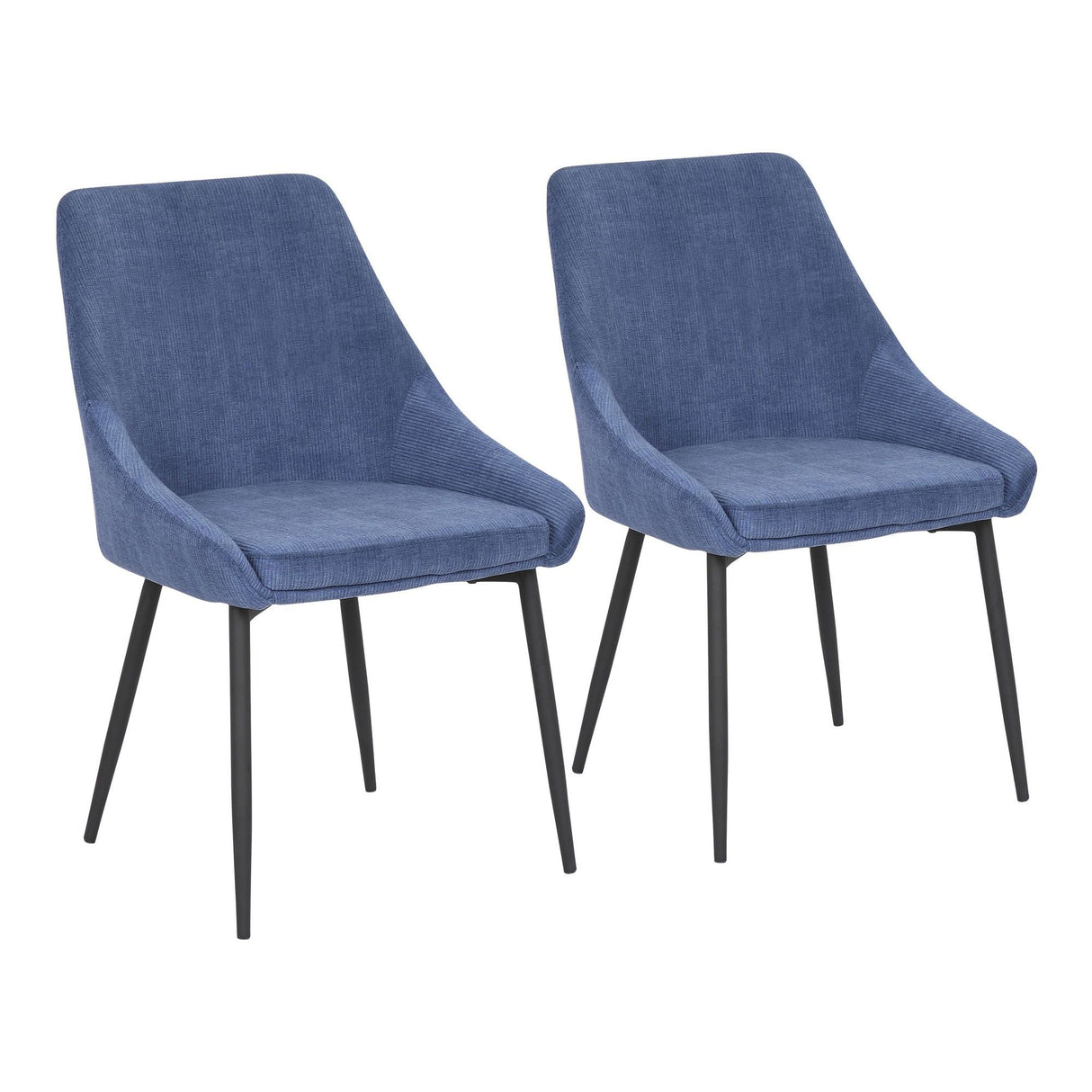 Diana - Chair - Black Metal And Blue Corduroy Fabric (Set of 2)