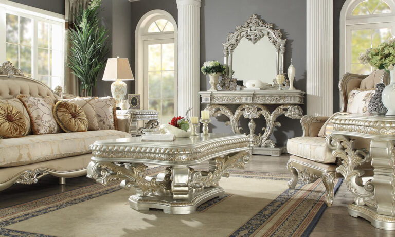 HD-1609 - Sofa - Silver With Gold Highlighting