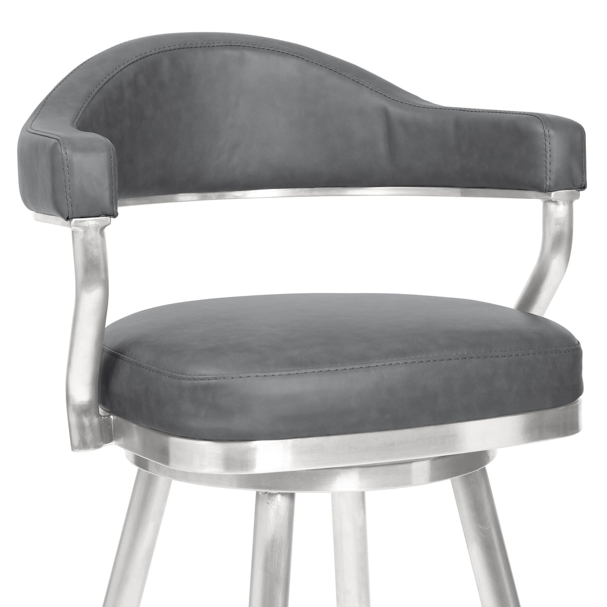Justin - 26" Counter Height Swivel Vintage Bar Stool - Gray / Brushed
