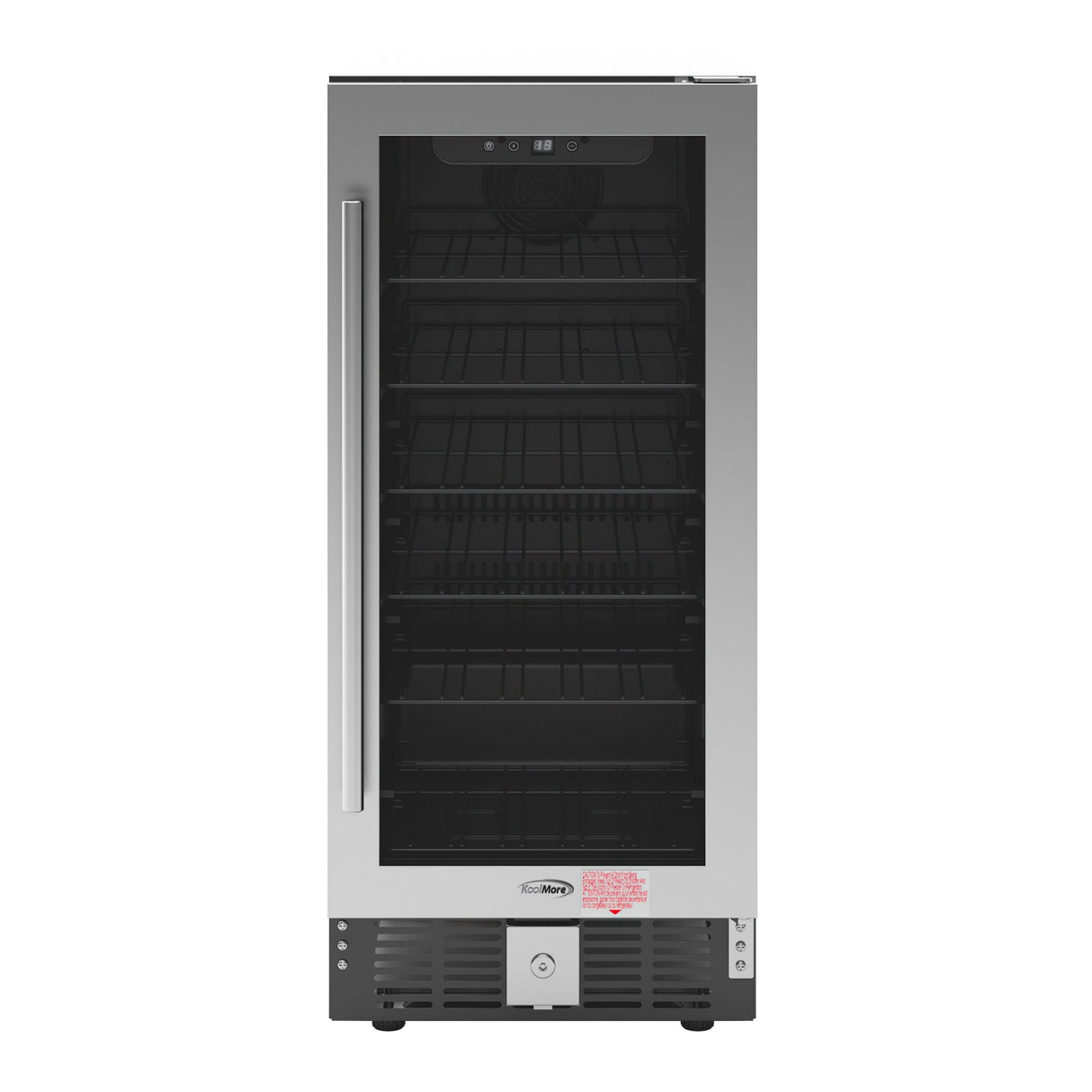 15 in. Small Stainless Steel, Glass-Door Built-In Refrigerator and Beverage Cooler, 3 cu. ft. - KM-BIR3C-GD.