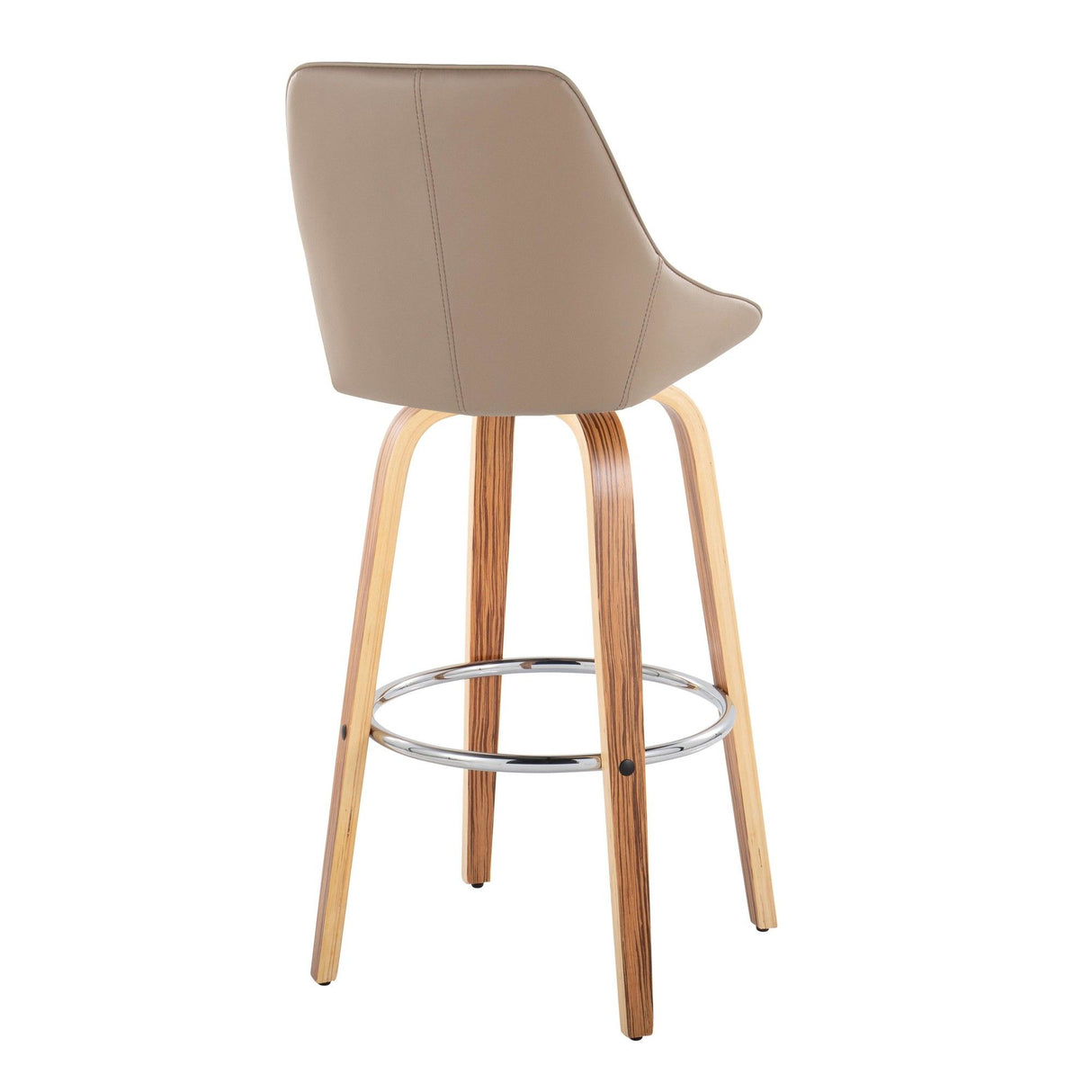 Diana - 30" Fixed-Height Barstool With Swivel And Round Chrome Metal Footrest (Set of 2) - Zebra Wood