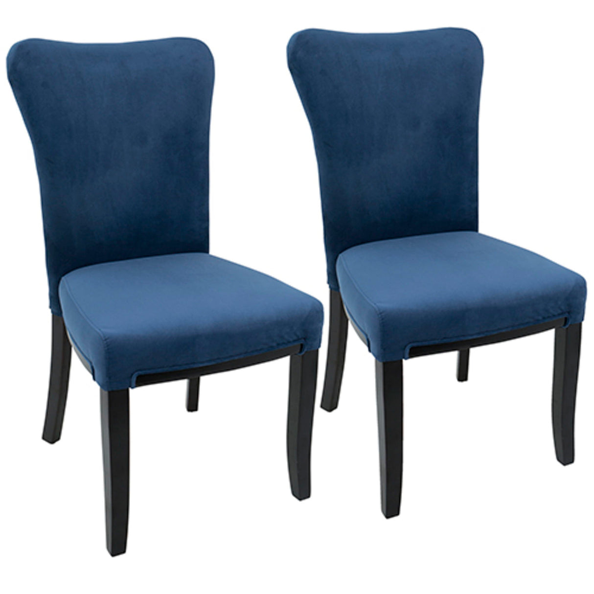 Olivia - Dining Chair (Set of 2) - Espresso Wood, Navy Blue Velvet