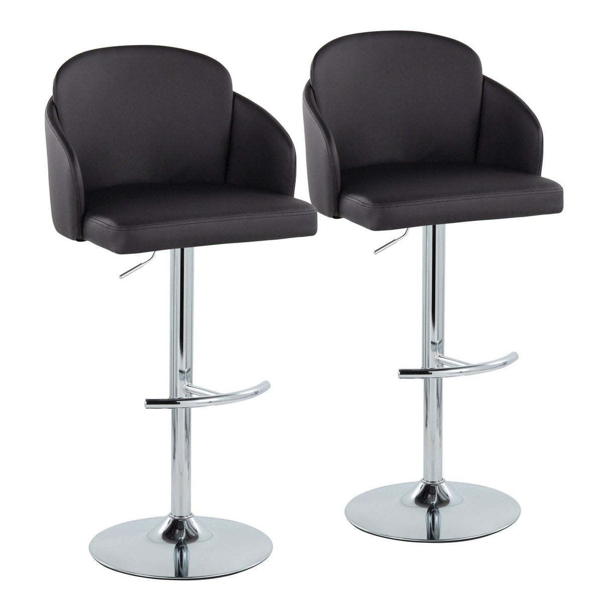 Dahlia - Contemporary Adjustable Barstool (Set of 2) - Chrome Metal Frame