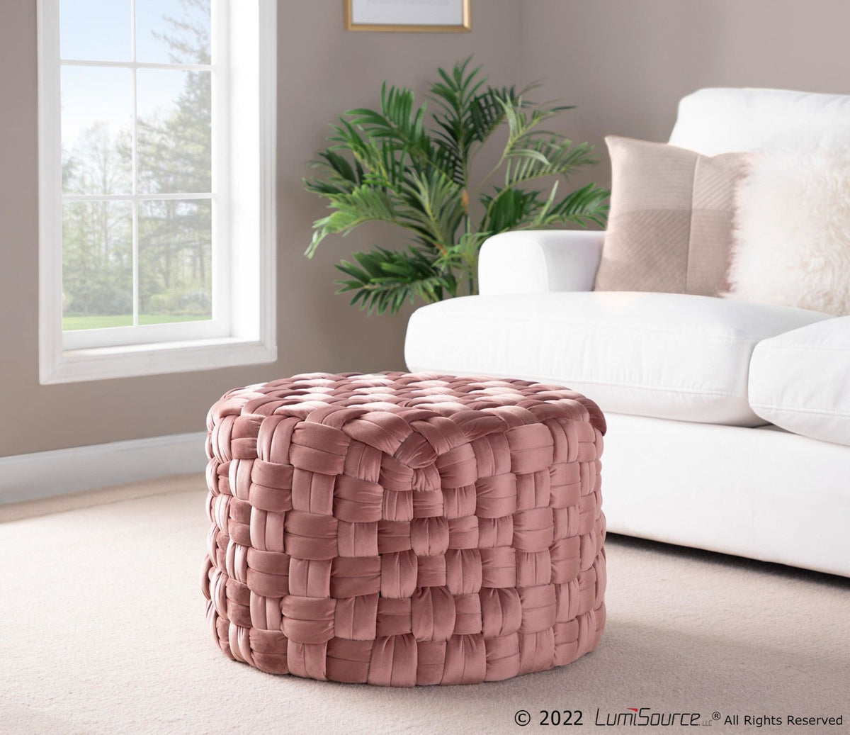 Braided - Round Velvet Ottoman