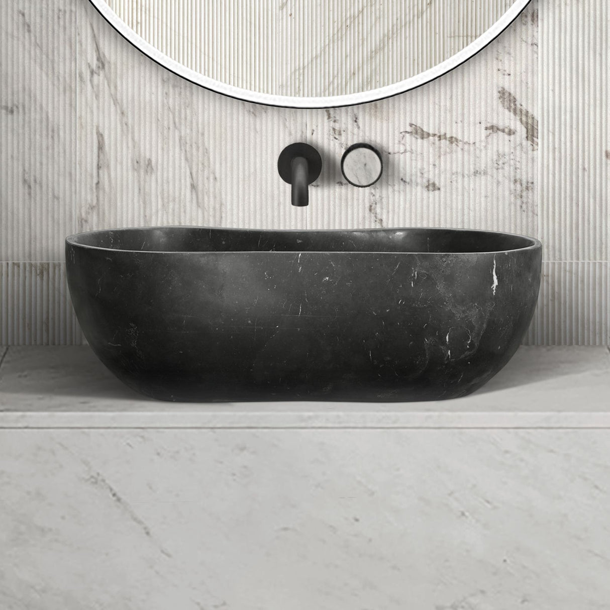 Vessel Sink, Wavy Shape Basin, Vanity Bowl - Dark Gray