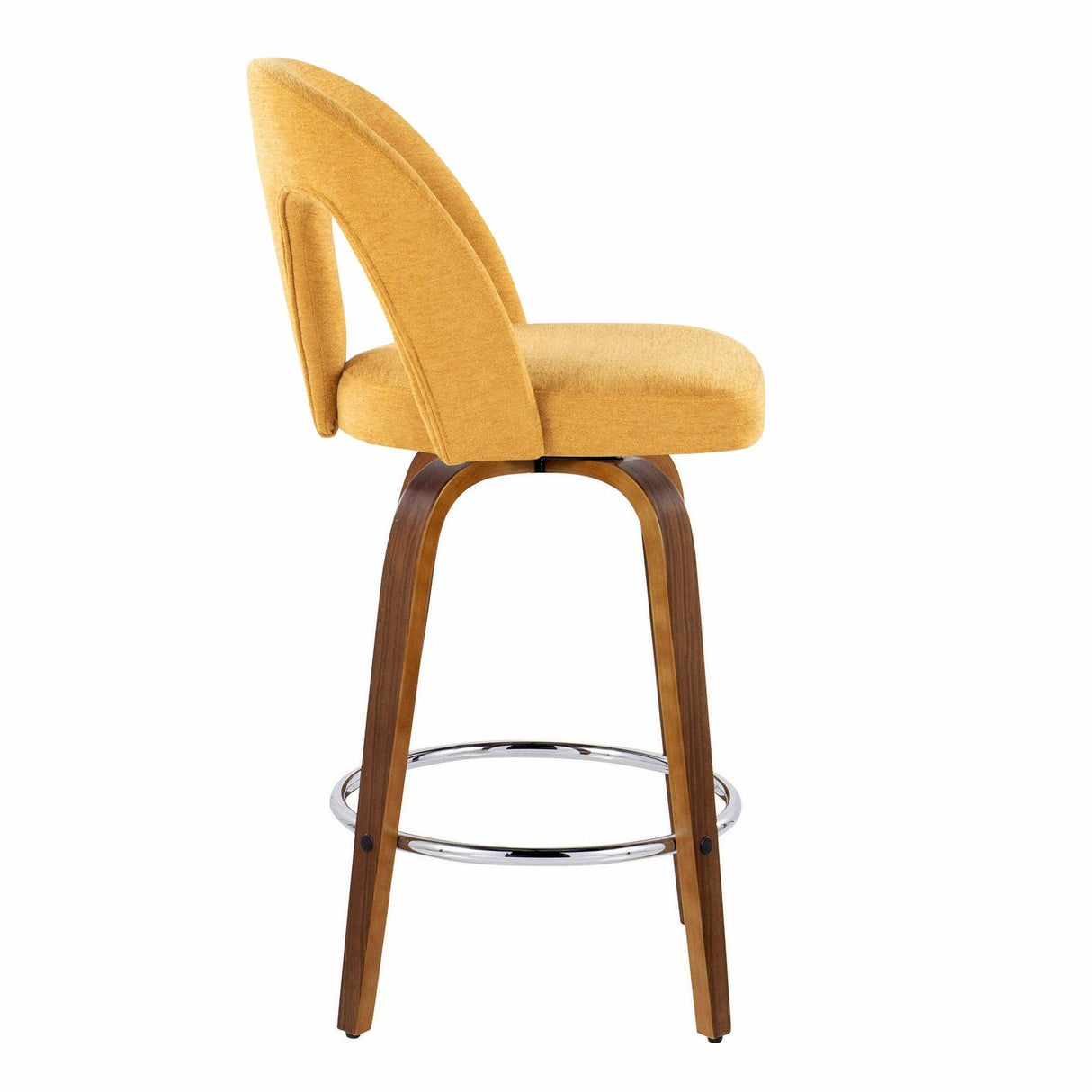 Ava - Upholstered Fixed-Height Barstool (Set of 2) - Walnut Wood Base
