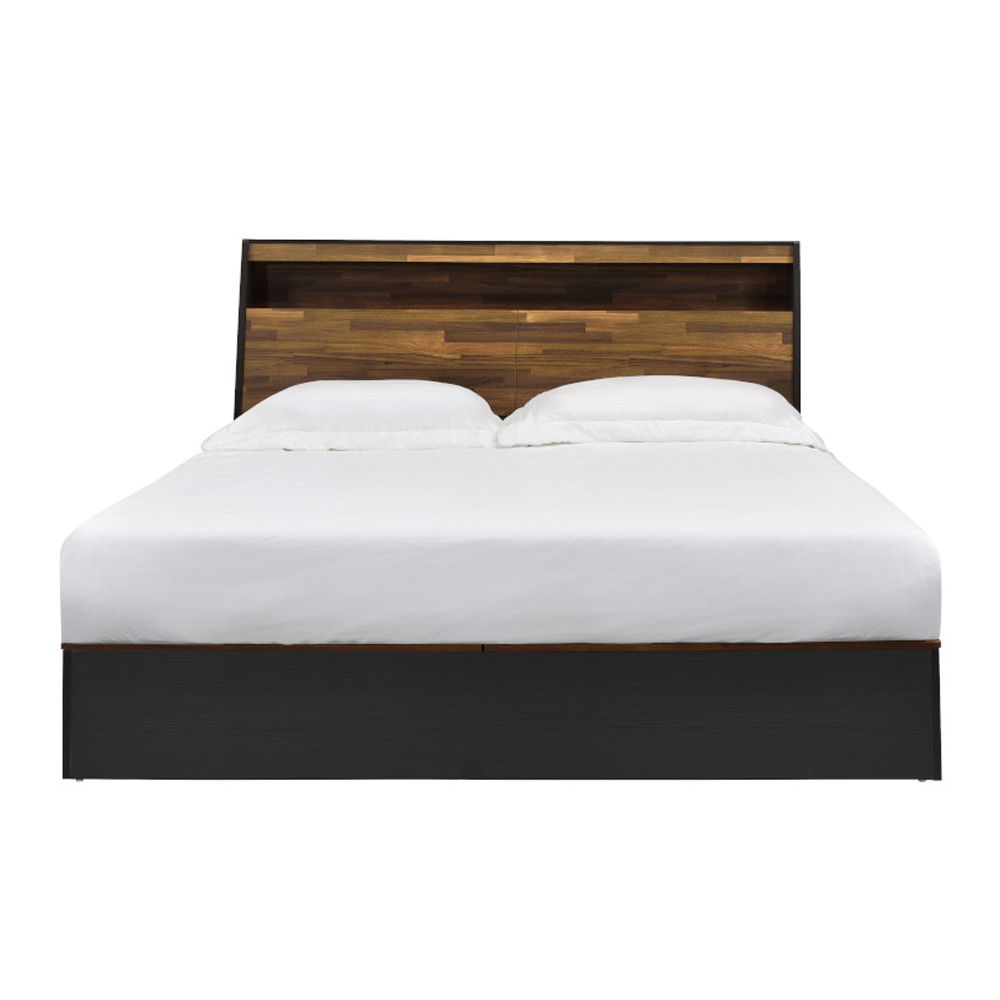 Eos - Queen Bed With Storage - Walnut & Black