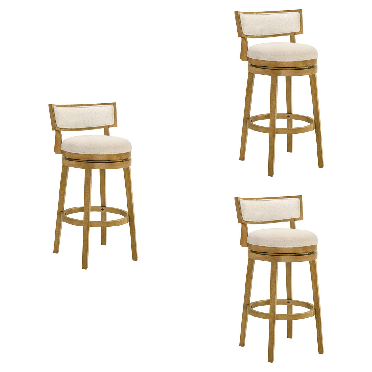 Noely - Modern Farmhouse Swivel Wood Bar Height Kitchen Bar Stool