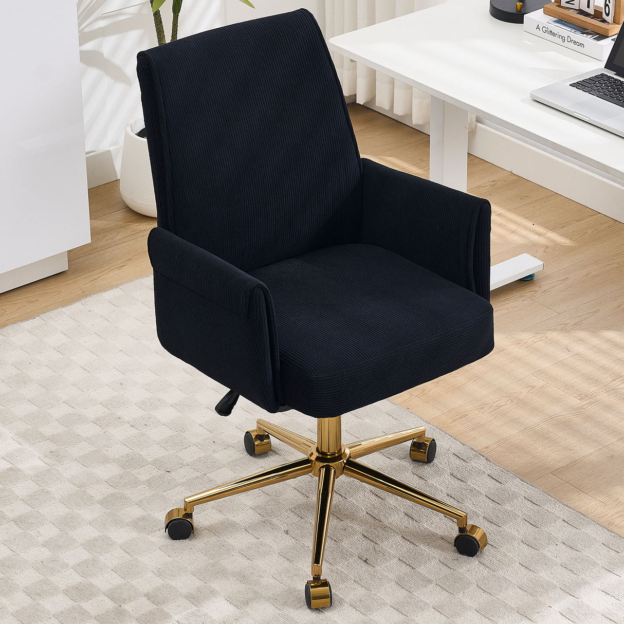 Ergonomic Mid-Back Office Chair With Gold Base
